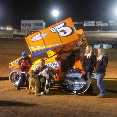Brad Loyet in Victory Lane for the second week in a row in Farmington (SFCR Photo)