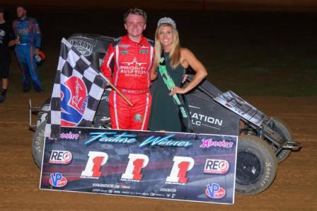 Zeb Wise's first race following a collarbone injury two months ago resulted in his first career USAC P1 Insurance National Midget victory. (Rich Forman Photo)