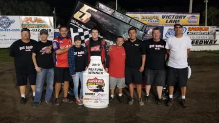 Jamie Ball won his second career ASCS feature Saturday in Webster City (ASCS Photo)