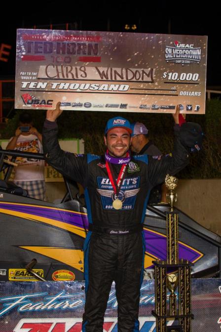 Chris Windom won the Ted Horn 100 at DuQuoin Saturday (Dallas Breeze Photo)