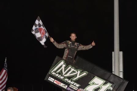 Parker Price-Miller nabbed $6,000 at the Bill Waite Jr. Memorial Sunday night (Mark Funderburk Racing Photo)