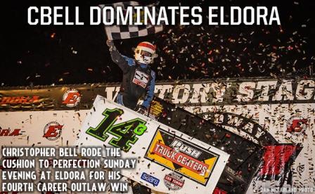 Christopher Bell won the last WoO feature of the year at Eldora Sunday (Dan McFarland Photo)