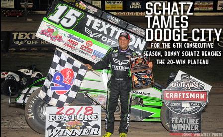 Donny Schatz won with the WoO in Dodge City Saturday (Lonnie Wheatley Photo)