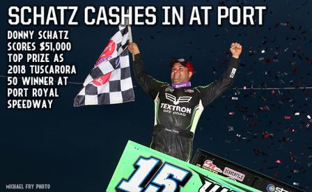Donny Schatz grabbed another big one with his $51,000 triumph at Port Royal's Tuscarora 50 on Sunday (Michael Fry Photo)