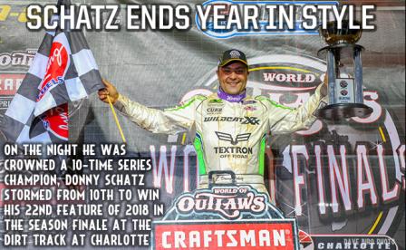 Donny Schatz won the finale Saturday at the World Finals in Charlotte (Dave Biro - DB3 Imaging)