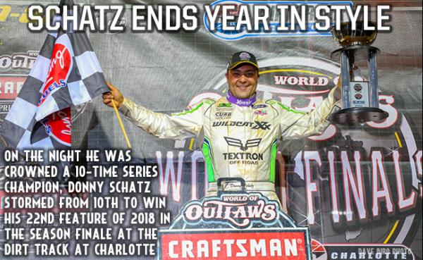 Donny Schatz Wins Thriller from 10th in 2018 Season Finale at Charlotte