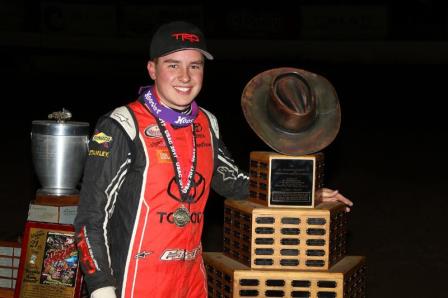 Christopher Bell became just the third driver to win the "Turkey Night Grand Prix" three times, joining Ron Shuman and Billy Boat (Ryan Northcote Photo)