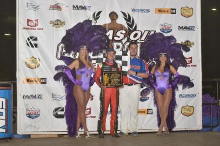 Kyle Larson was triumphant on night #2 of the Chili Bowl Tuesday (Buck Monson/Chili Bowl Photo)