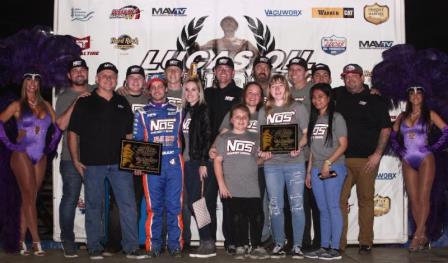 Justin Grant took Friday night's prelim at the Chili Bowl (Richard Bales/Chili Bowl Photo)