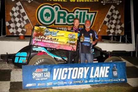 C.J. Leary and Reinbold/Underwood Motorsports recorded their first victory Saturday night at Bubba Raceway Park. (Rich Forman Photo)