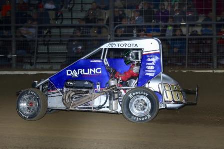 Cannon McIntosh picked up his first career USAC NOS Energy Drink National Midget win Saturday night in the "Shamrock Classic" at the Southern Illinois Center. (Neil Cavanah Photo)
