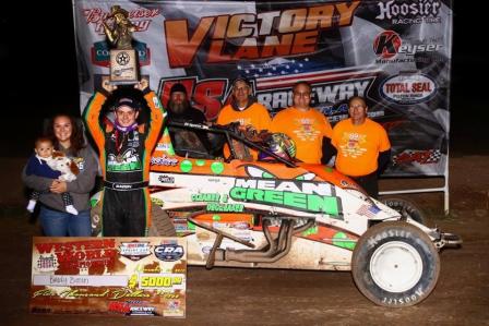 Brady in Victory Lane in Tucson (Rich Forman/USAC Photo) 