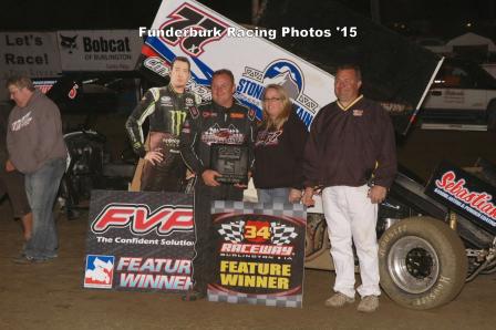 Wayne (with Kyle Busch) in Victory Lane at 34 Raceway (Mark Funderburk Racing Photo)