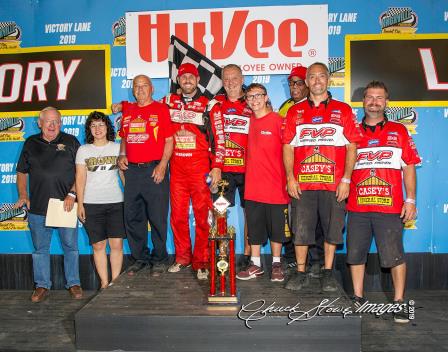  Brian Brown celebrates his third Knoxville win of the season Saturday (Chuck Stowe Image)