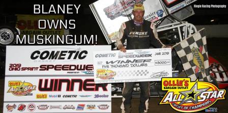 Dale Blaney won the Ohio Speedweek stop at Muskingum County Speedway (Riegle Racing Photography)