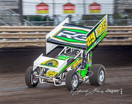 Russ Hall won the Pro Sprints presented by Pace Performance feature Saturday at Knoxville (Chuck Stowe Image) (Highlight Video from DirtVision.com)