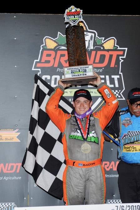 Brady Bacon won the inaugural Corn Belt Nationals at Knoxville Saturday (Ken's Racing Pix) (Video Highlights from DirtVision.com)