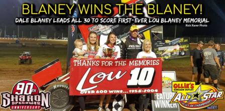 Dale Blaney scored an emotional win in Saturday's "Lou Blaney Memorial" at Sharon (Mike Leone Photo) (Highlight Video from SpeedShiftTV.com)