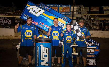 Brad Sweet won the Night before the Ironman 55 at I-55 Raceway Friday (Dave Biro - DB3 Imaging) (Video Highlight from DirtVision.com)