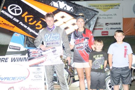 Dustin Selvage cashed $2,000 for his Sprint Invaders win at 34 Raceway Saturday (D&M Photography)