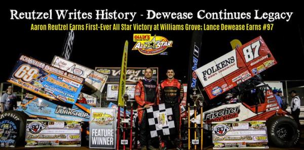Aaron Reutzel Leads All Stars to Victory During Jack Gun Memorial at Williams Grove Speedway; Lance Dewease Gets Redemption During Second 20-lapper