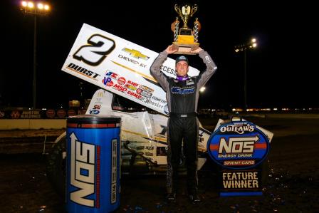 Carson Macedo picked up $20,000 with the WoO at Black Hills Speedway Friday (Dave Biro - DB3 Imaging) (Video Highlight from DirtVision.com)