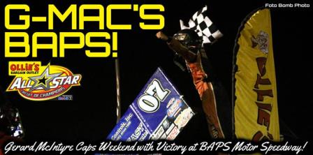 Gerard McIntyre Jr. won the All Stars stop at BAPS Motor Speedway Sunday (Foto Bomb Photo)