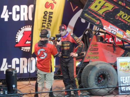 Aaron Reutzel in Victory Lane at Eldora