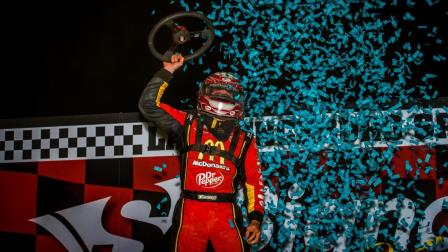 Kevin Thomas, Jr.'s win Saturday night at Lawrenceburg was his 27th career USAC AMSOIL National Sprint Car feature victory, moving him past Tony Elliott and Dave Steele and into a tie for 16th on the all-time list alongside Brady Bacon (Dallas Breeze Photo) (Video Highlights from FloRacing.com)