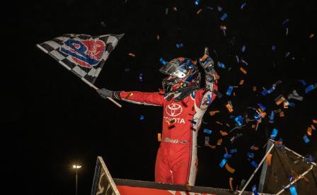 Christopher Bell won with the WoO at Haubstadt Sunday night (Dave Biro - DB3 Imaging) (Video Highlight from DirtVision.com)
