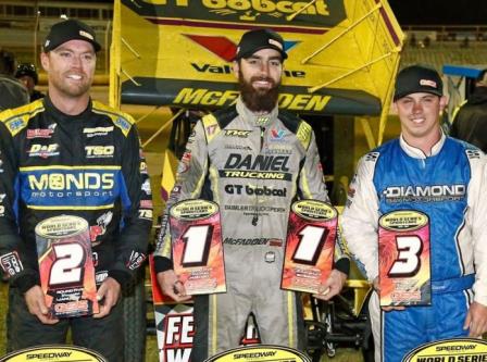 James McFadden took the WSS Speedweek finale in Warrnambool ahead of Grant Anderson and Cory Eliason (Corey Gibson Photography) (Video Highlights from SpeedShiftTV.com)