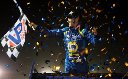 Brad Sweet took Saturday night's feature at Volusia (Trent Gower Photo) (Video Highlights from DirtVision.com)