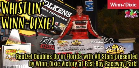 Aaron Reutzel won the All Star opener at East Bay Monday night (Paul Arch Photo) (Video Highlights from FloRacing.com)