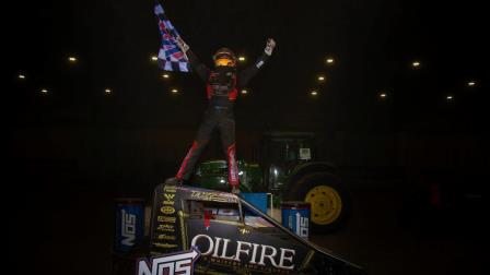 Tanner Thorson captured the victory in Saturday night's Shamrock Classic at the Southern Illinois Center (Rich Forman Photo) (Video Highlights from FloRacing.com)
