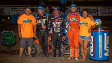 Justin Grant captured the victory in Saturday's night two of the Werco Manufacturing T-Town Midget Showdown presented by B & H Contractors at Port City Raceway, his first USAC NOS Energy Drink National Midget victory of 2020 (Rich Forman Photo) (Video Highlights from FloRacing.com)