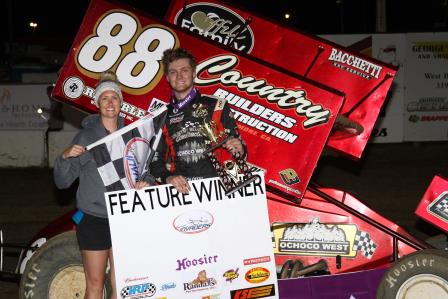 Kyle Offill won his first career Sprint Invaders feature event at the 34 Raceway Sunday night (MF Photography) (Video Highlights from SpeedShiftTV.com)