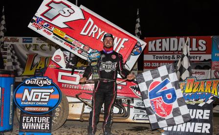 Logan Schuchart won the opener at Lake Ozark Speedway Friday night (Trent Gower Photo) (Video Highlights from DirtVision.com)