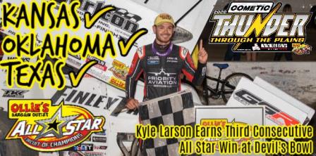 Kyle Larson won for the third straight night with the All Stars at Devil's Bowl Speedway Wednesday (Tim Aylwin Photo) (Video Highlights from FloRacing.com)