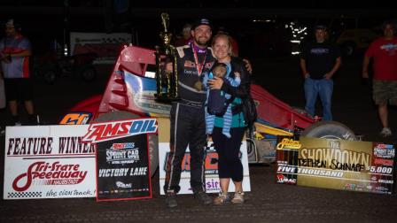 #61m Stephen Schnapf, a first-time USAC AMSOIL National Sprint Car feature winner Sunday night at Tri-State Speedway in Haubstadt, Indiana (Rich Forman Photo) (Video Highlights from FloRacing.com)