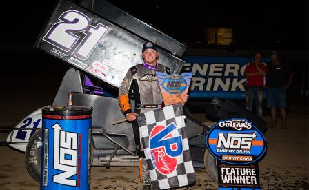 Carson Short won his first WoO feature Friday night at Haubstadt (Trent Gower Photo) (Video Highlights from DirtVision.com)
