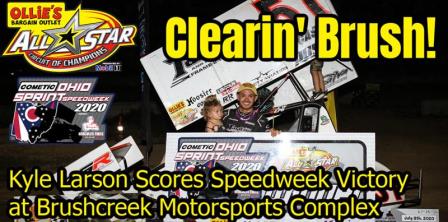 Kyle Larson picked up the Ohio Speedweek win at Brushcreek Motorsports Complex Wednesday (Wayne Riegle Photography)