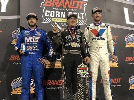 Brady Bacon topped Justin Grant (L) and CJ Leary (R) to win his second $20,000 Corn Belt Nationals Championship in a Row