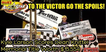 Kyle Larson won the Dean Knittel Memorial at Portsmouth Friday (Paul Arch Photo) (Video Highlights from FloRacing.com)