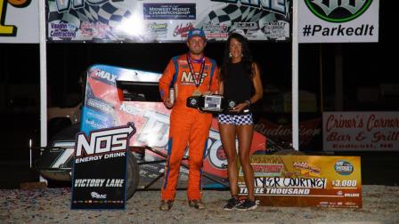 Tyler Courtney became the first multi-time winner of the Midwest Midget Championship Saturday night at Jefferson Co. Speedway in Fairbury, Nebraska (Rich Forman Photo) (Video Highlights from FloRacing.com)