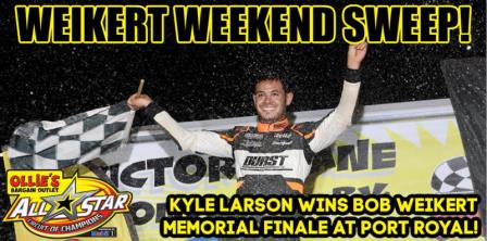 Kyle Larson won another one Sunday night at Port Royal.  This time it was the $25,000 Bob Weikert Memorial (Michael Fry Photo) (Video Highlights from FloRacing.com)