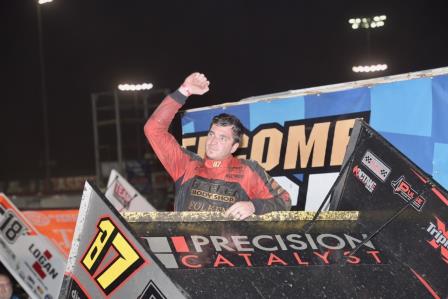 Aaron Reutzel won his second feature of the season at Knoxville Saturday (Ken's Racing Pix) (Video Highlights from DirtVision.com)