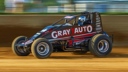 C.J. Leary won his second consecutive NOS Energy Drink Indiana Sprint Week feature Sunday night at Lawrenceburg Speedway (Rich Forman Photo) (Video Highlights from FloRacing.com)