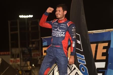 Kyle Larson won again!  It was his seventh consecutive win with the All Stars (Paul Arch Photo) (Video Highlights from FloRacing.com)