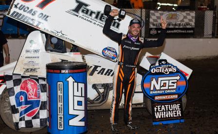 Kyle Larson won the Ironman 55 at I-55 Raceway Saturday night (Trent Gower Photo) (Video Highlights from DirtVision.com)
