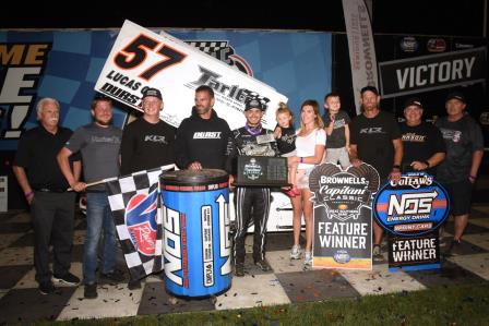 Kyle Larson won the $50,000 Capitani Classic at Knoxville Raceway Saturday (Paul Arch Photo) (Video Highlights from DirtVision.com)